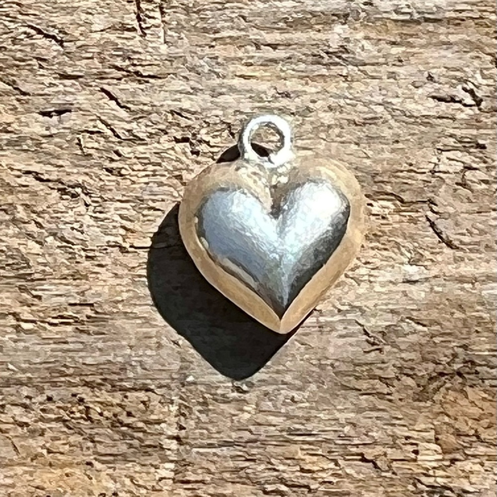 Sterling silver 925 puffy heart charm or pendant